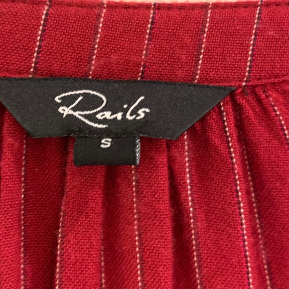 Rails Red Metallic Stripe Smocked Tiered Dress Small Festive Holiday Party - Picture 9 of 15